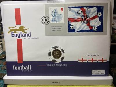 2025年第一百二十八场(总第一百五十四场）外国好品散币、邮币封和邮票场(免佣金) - 大型邮币封–英国🇬🇧2002年1英镑(2002年足球世界杯纪念封))