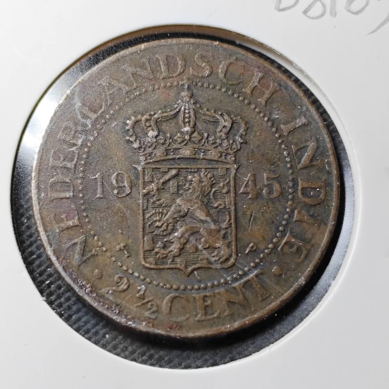 KK钱币收藏小铺  第368场  2月预留时间 周末发货  1945荷属东印度2.5分铜币