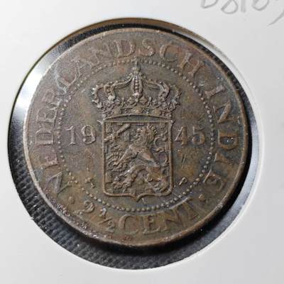 KK钱币收藏小铺  第368场  2月预留时间 周末发货 -  1945荷属东印度2.5分铜币