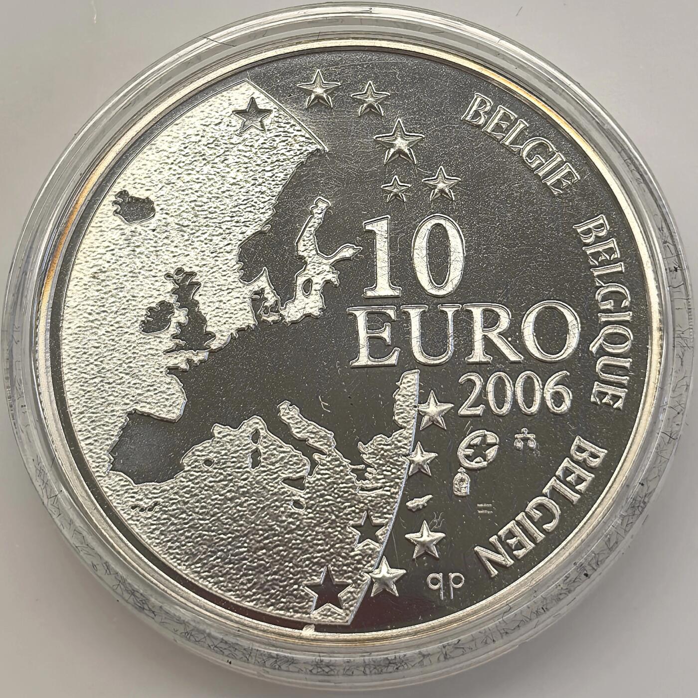 博洋堂世界钱币拍卖第146期（全场包邮） 2006年比利时10欧元精制银币 欧洲之星系列-贾斯图斯·利普修斯逝世400周年 18.75克 925银 盒证全