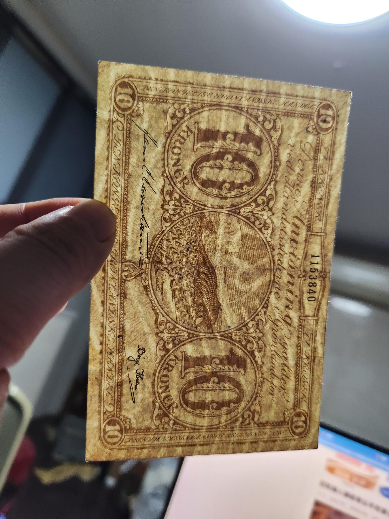 11月14号晚上8点 外国纸币自动截拍第56场 世界珍稀纸币 格陵兰岛1920-40年代发行的纸币 10克朗 实票稀少 原票好品