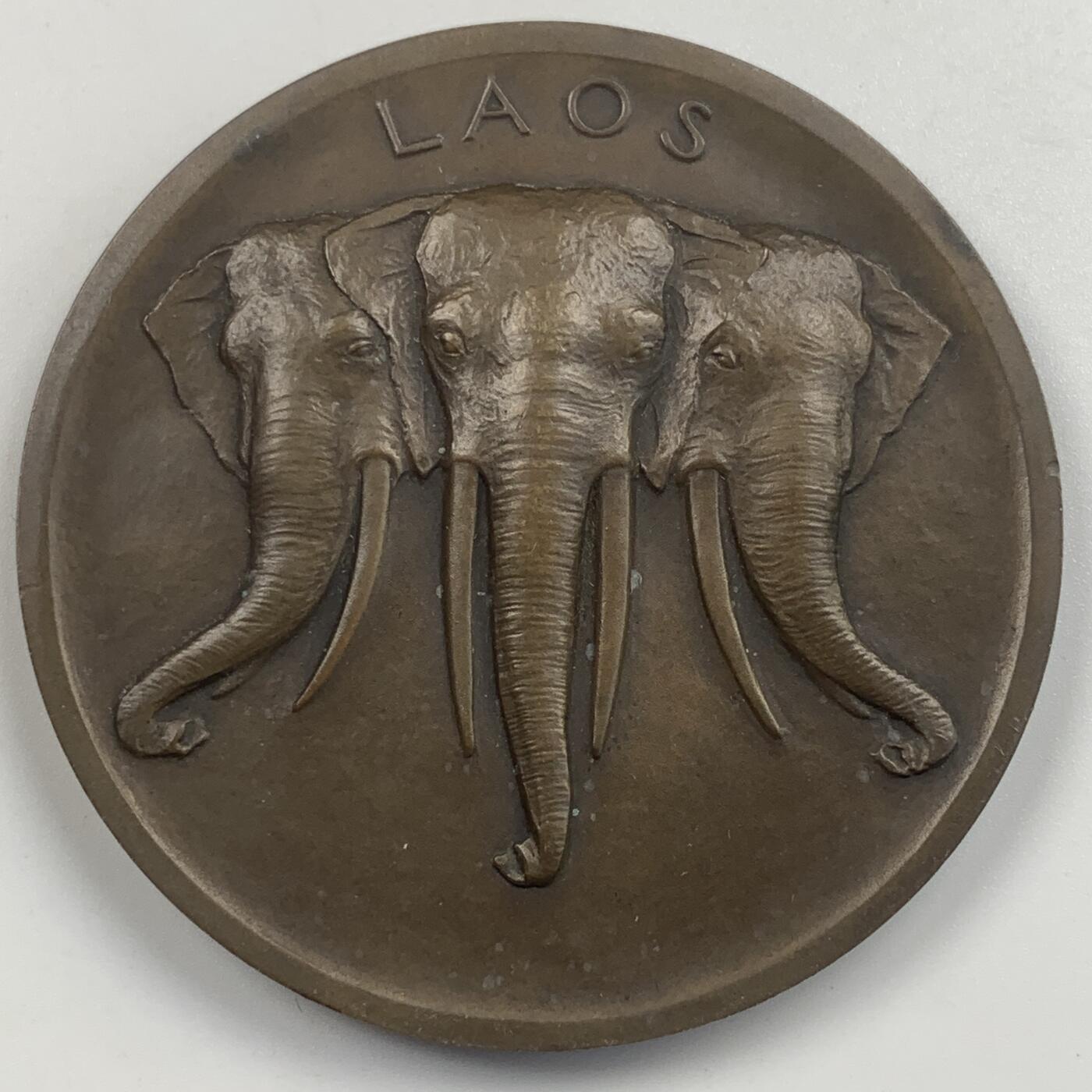 掌中浮雕-藏着的欧洲第041场 1931年法国殖民老挝纪念铜章，59mm