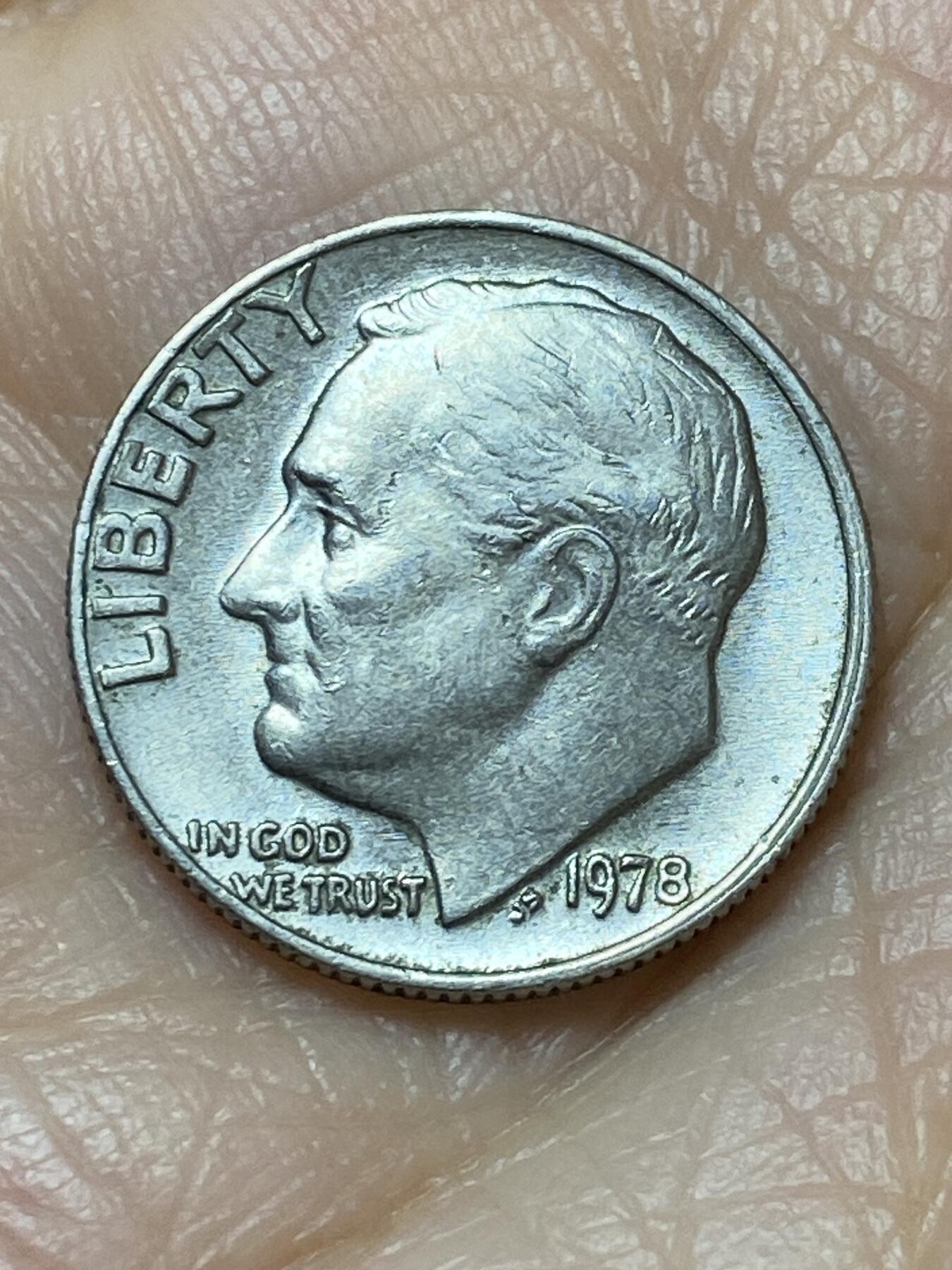 2025年第一百二十七场(总第一百五十三场）外国好品章牌、散币(免佣金) 美国🇺🇸1978年1角(罗斯福1角第二版，无标版)