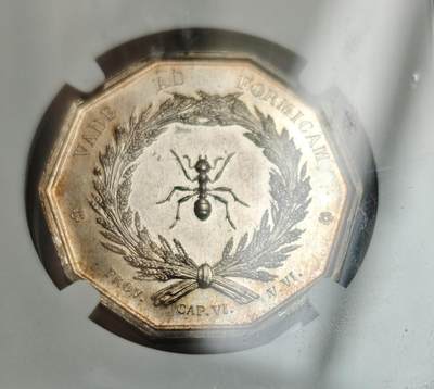 瓶子🏺第216期拍卖会 -  法国1822年里昂银行蚂蚁十角JETON  稀少品种  早期蜜蜂边铭  好彩好状态  NGC MS64