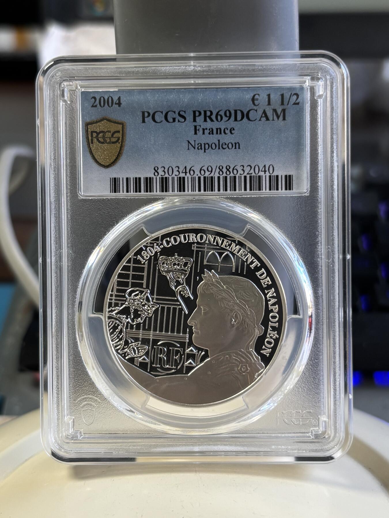 第181期拍卖 法国2004年拿破仑加冕两百周年精制纪念银币PCGS-PR69，900银，22.2克，发行20000枚