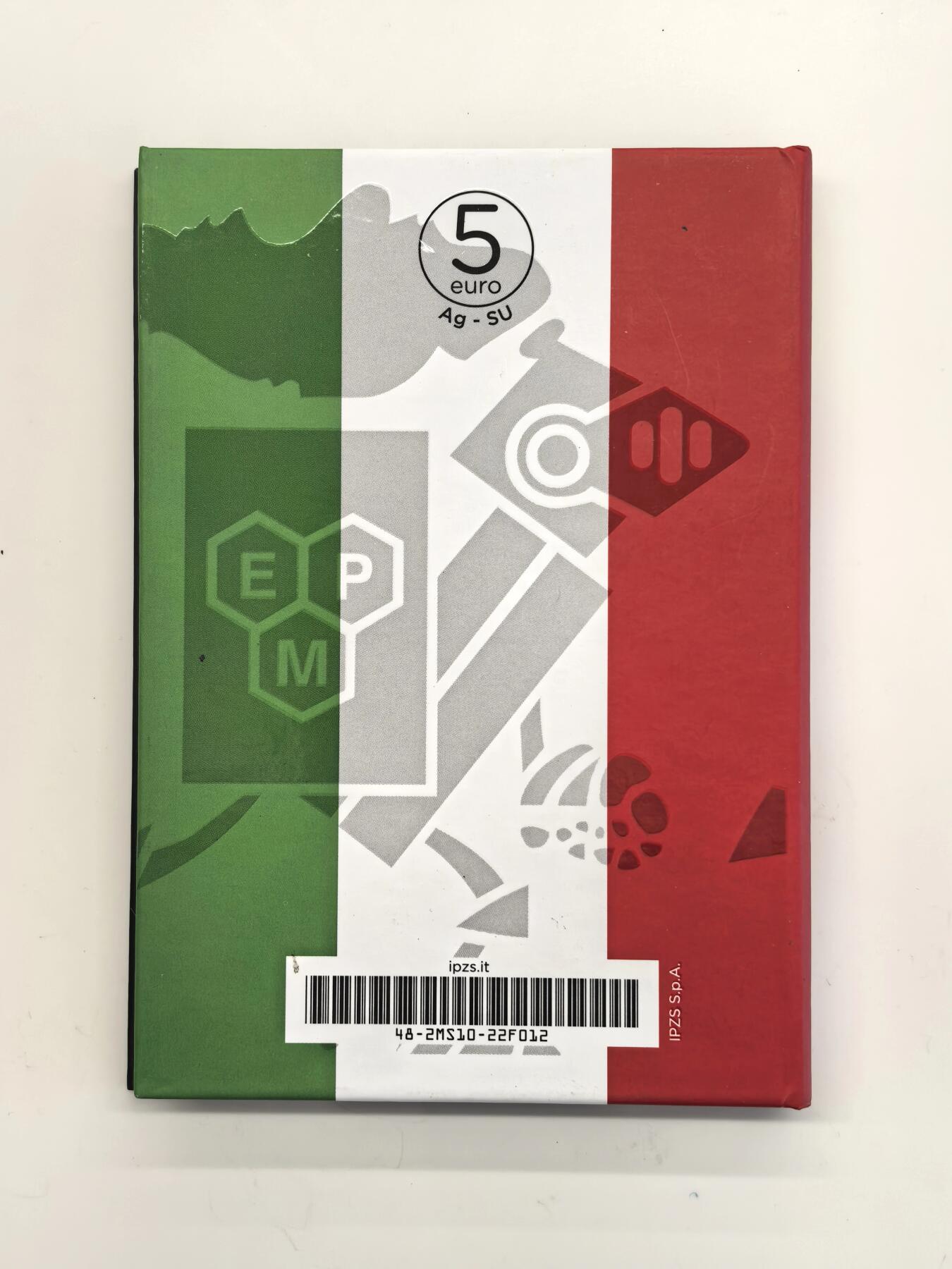 博洋堂世界钱币拍卖第146期（全场包邮） 2022年意大利5欧X3枚银套币 出色意大利系列-意大利著名足球运动员帕尼尼（红白绿三色） 发行量：7000套 套装