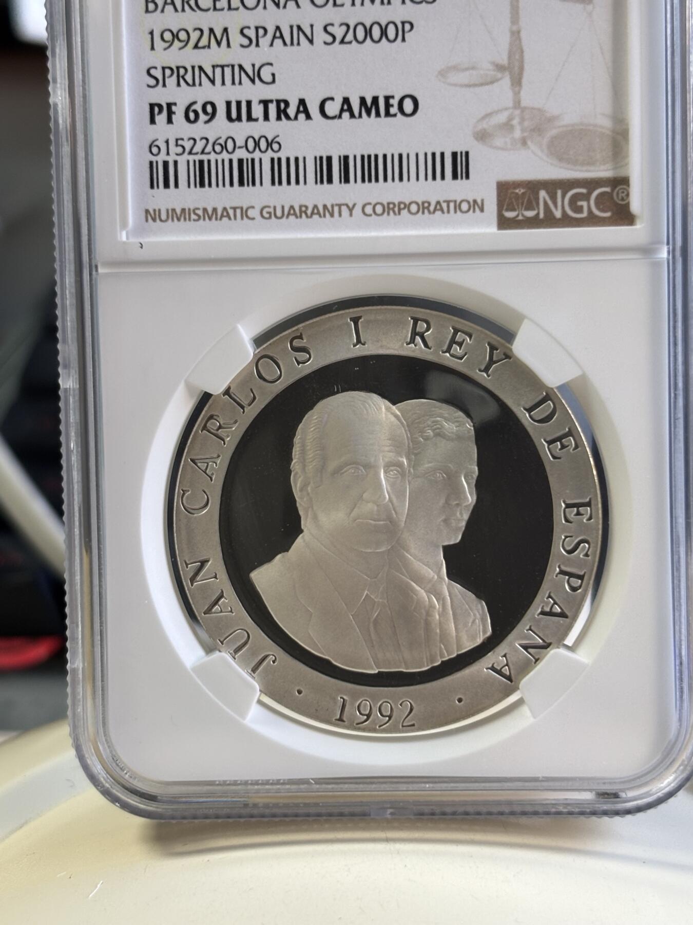 第181期拍卖 获奖币西班牙1992年巴塞罗那奥运会-赛跑纪念银币NGC-PF69，获年度最佳银币-，925银，27克