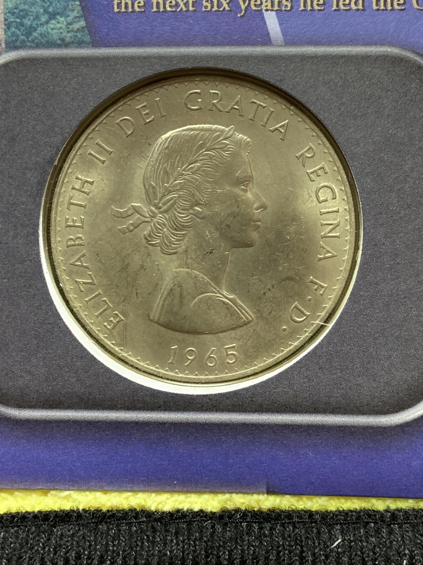 2025年第一百二十八场(总第一百五十四场）外国好品散币、邮币封和邮票场(免佣金) 大型邮币封–英国🇬🇧1965年25便士纪念币(1999年温斯顿·丘吉尔诞辰125重周年纪念封)