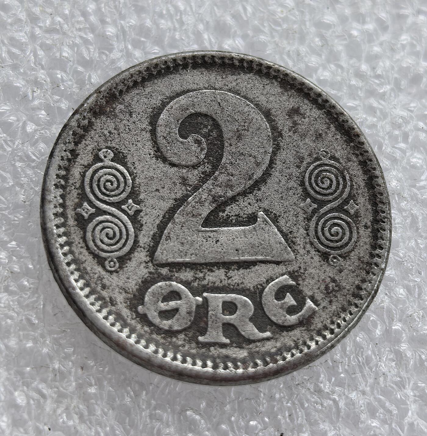 外国优质老铜币银币，周六九点倒数截拍，满百包邮，可寄存半年，喜欢朋友微信扫描二维码可直接参拍 丹麦皇冠版1918年2欧尔铁币