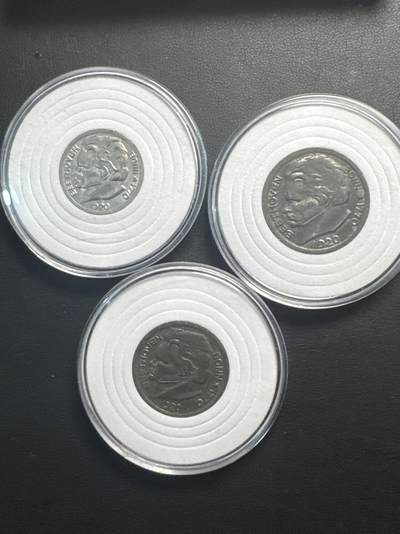 ❤️【币观天下】❤️ 第330期钱币拍卖- 2025.11.14周五晚上6点半场-长期征集拍品 - 贝多芬德国1920年二战时期3枚10、25、50盆尼