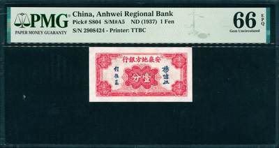 上海炎玺拍卖 玺韵华章：第七章 - 安徽地方銀行壹分