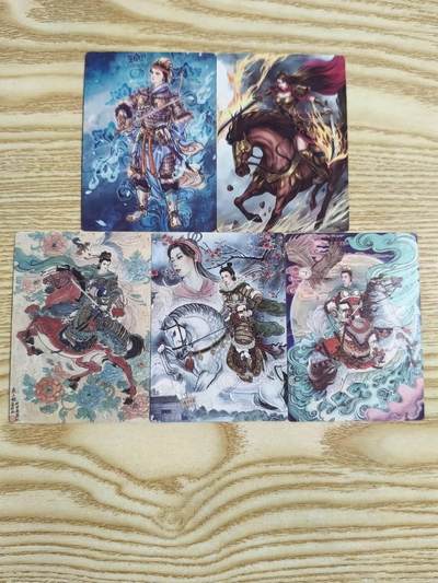 光影卡牌第25期，各家亲签，各家套卡，持续收拍品 - 扈三娘普卡5 张，画师非严-冯涛-王涌喆-孙海洋-逍遥剑羽