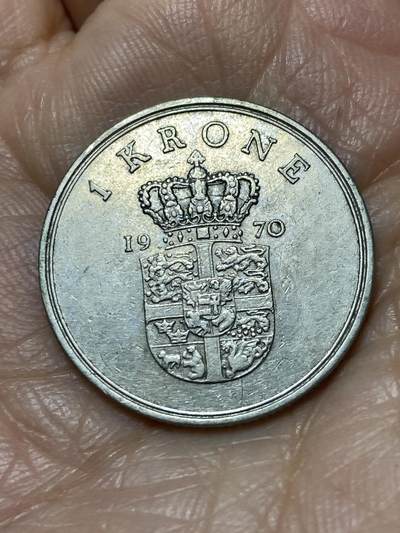 2025年第一百二十八场(总第一百五十四场）外国好品散币、邮币封和邮票场(免佣金) - 丹麦🇩🇰1970年1克朗(弗雷德里克九世第三版，C; S版)