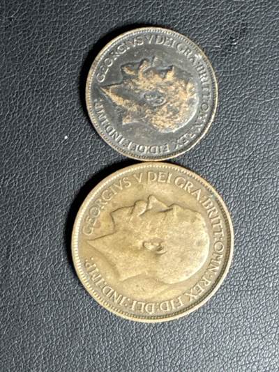 ❤️【币观天下】❤️ 第330期钱币拍卖- 2025.11.14周五晚上6点半场-长期征集拍品 - 乔五1\4  1\2 便士一对铜币