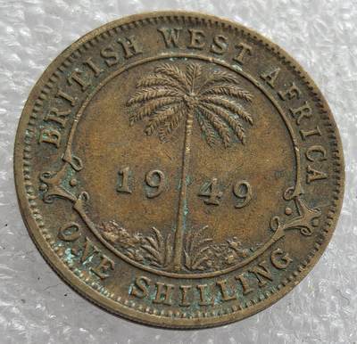 外国优质老铜币银币，周六九点倒数截拍，满百包邮，可寄存半年，喜欢朋友微信扫描二维码可直接参拍 - 英属西非1949年1先令