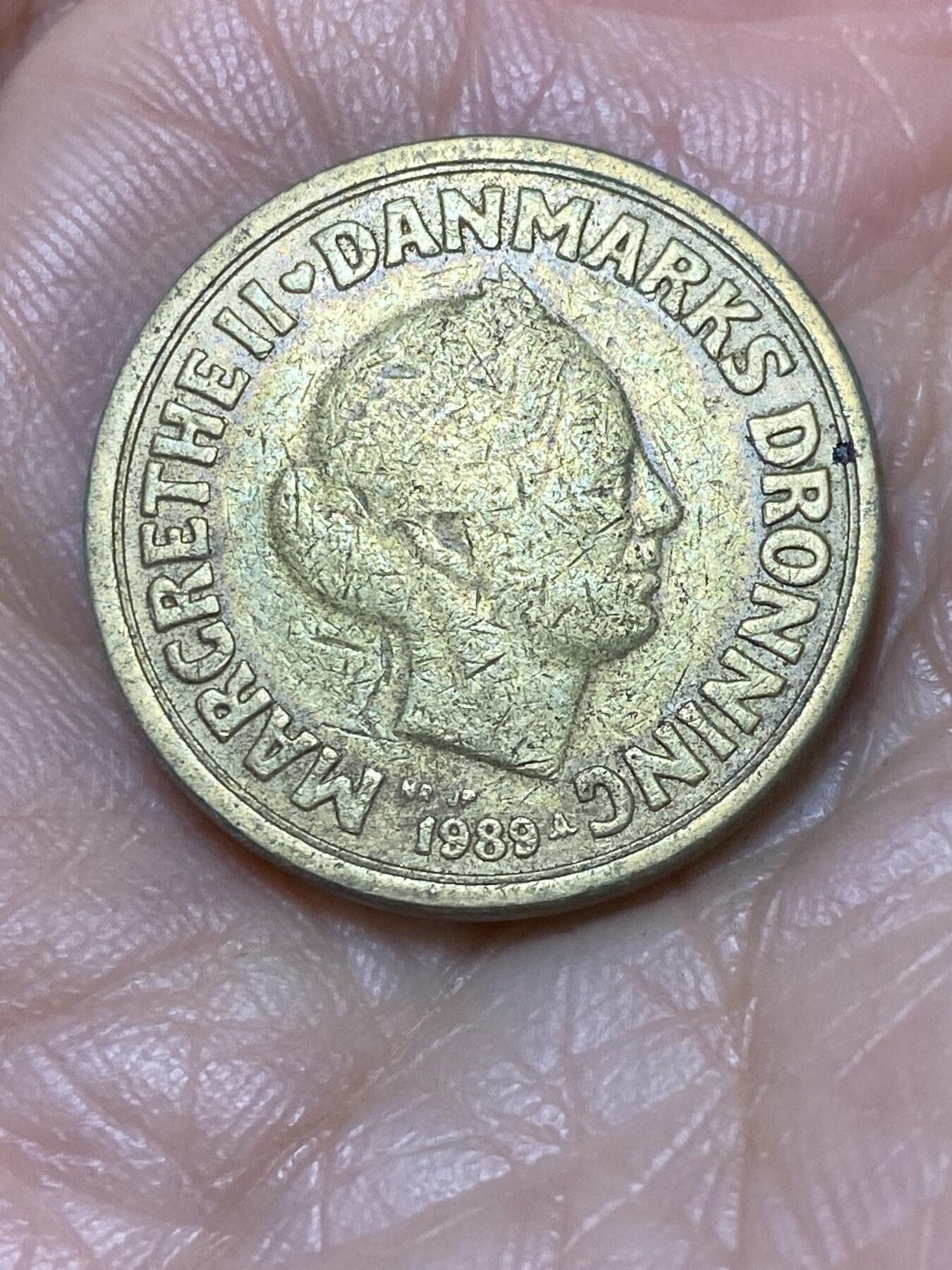 2025年第一百二十八场(总第一百五十四场）外国好品散币、邮币封和邮票场(免佣金) 丹麦🇩🇰1989单年份10克朗(玛格丽特二世第一版，NR; JP; A版)