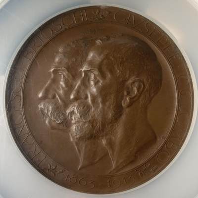 掌中浮雕-藏着的欧洲第041场 - NGC MS64 : 1914年意大利皇家高等技术学院成立五十周年庆 ，70mm，意大利Johnson目录#370