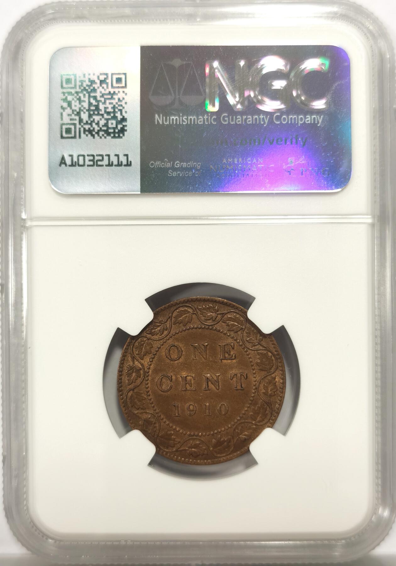 博洋堂世界钱币拍卖第146期（全场包邮） NGC MS62BN 英国1910加拿大爱德华七世一分铜币，巧克力状态，铜光温润，早期加拿大的币都不便宜，上62分已经不太容易