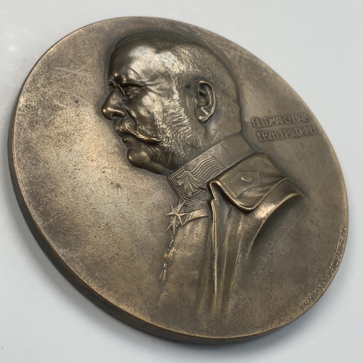 掌中浮雕-藏着的欧洲第041场 1915年奥匈帝国陆军总司令弗里德里希大公纪念铜章，65mm