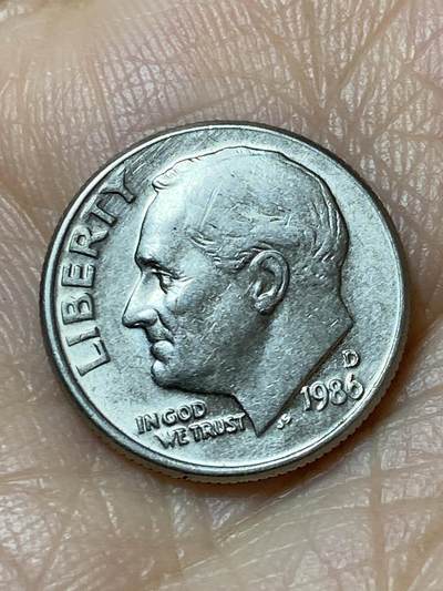 2025年第一百二十七场(总第一百五十三场）外国好品章牌、散币(免佣金) - 美国🇺🇸1986年1角(罗斯福1角第二版，D标丹佛造)