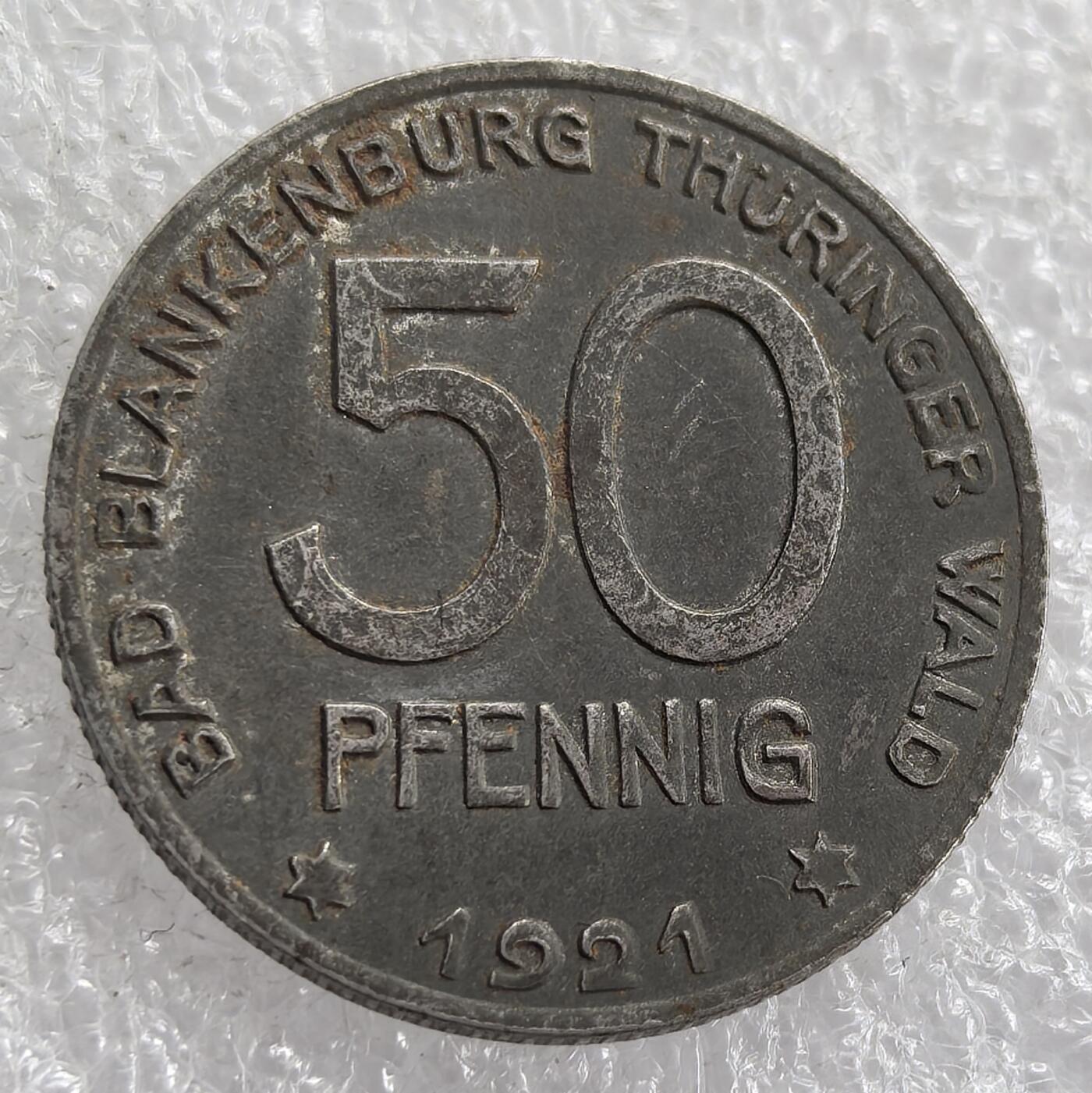 外国优质老铜币银币，周六九点倒数截拍，满百包邮，可寄存半年，喜欢朋友微信扫描二维码可直接参拍 首见德国小镇巴特布兰肯内尔格1921年50芬尼