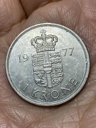 2025年第一百二十八场(总第一百五十四场）外国好品散币、邮币封和邮票场(免佣金) - 丹麦🇩🇰1977年1克朗(玛格丽特二世第一版，S; B版)