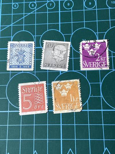 2025年第一百二十八场(总第一百五十四场）外国好品散币、邮币封和邮票场(免佣金) - 瑞典邮票5枚