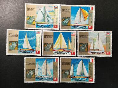 嘉禾收藏    【第376期】            无佣金、可寄存、满30元包邮 - 赤道几内亚邮票，1973年跨大西洋帆船赛邮票7全