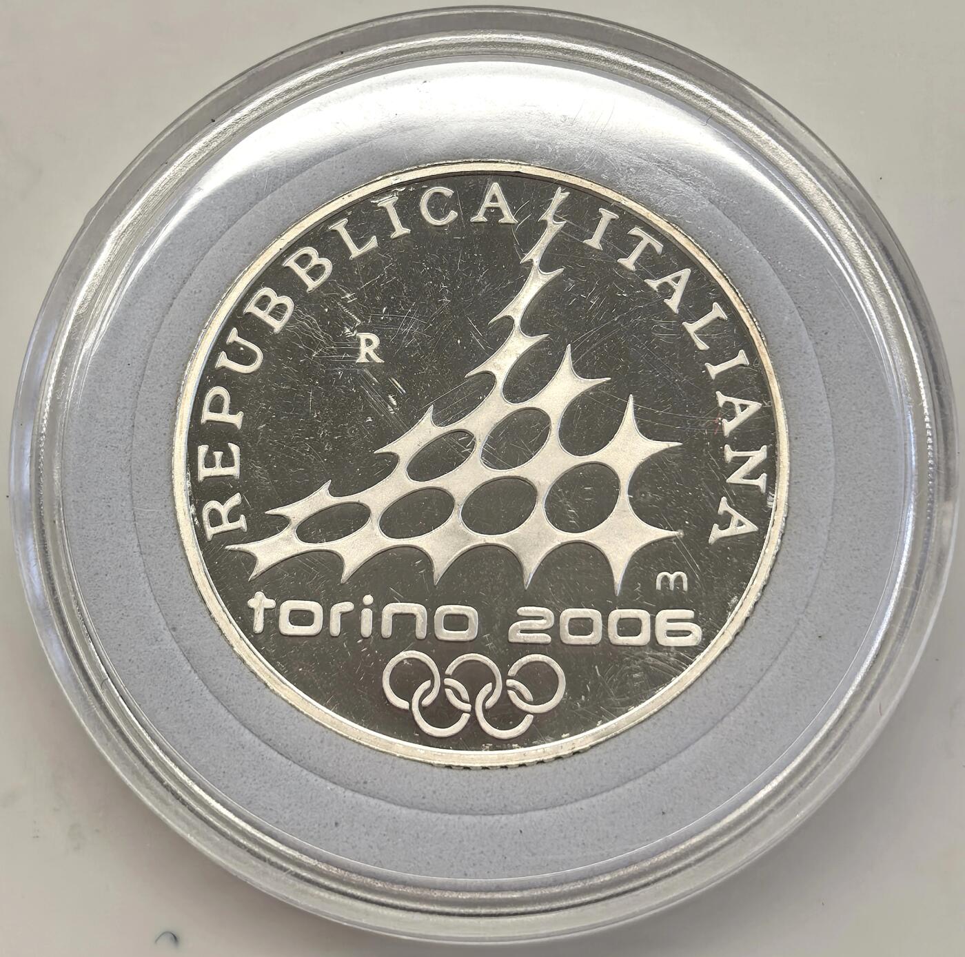 博洋堂世界钱币拍卖第146期（全场包邮） 2005年意大利10欧精制银币 都林冬奥会-冰球 22克 925银