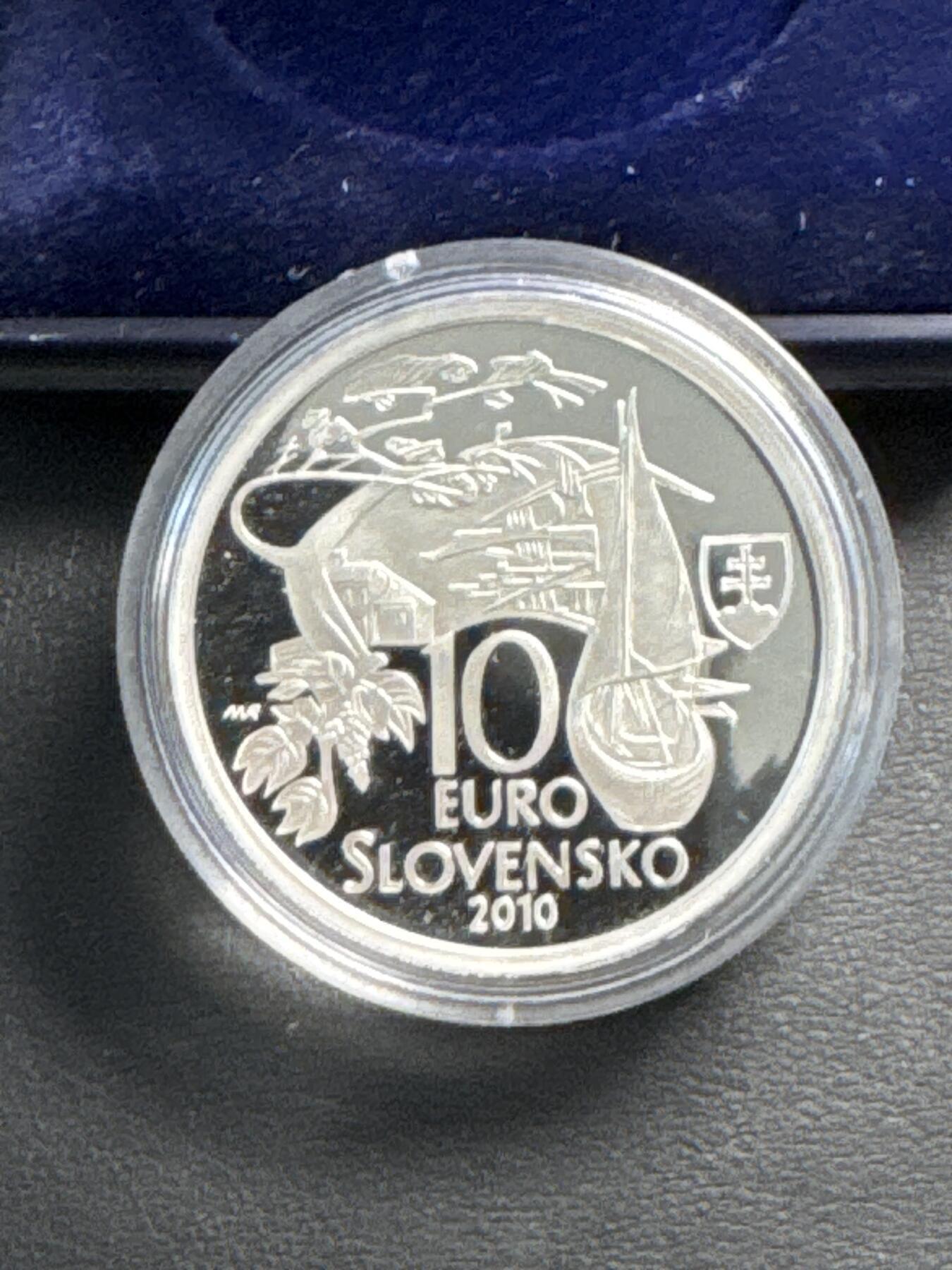 ❤️【币观天下】❤️ 第330期钱币拍卖- 2025.11.14周五晚上6点半场-长期征集拍品 斯洛伐克2010年10欧精制银币 马丁·库库辛（斯洛伐克编剧）诞辰150周年 盒证全