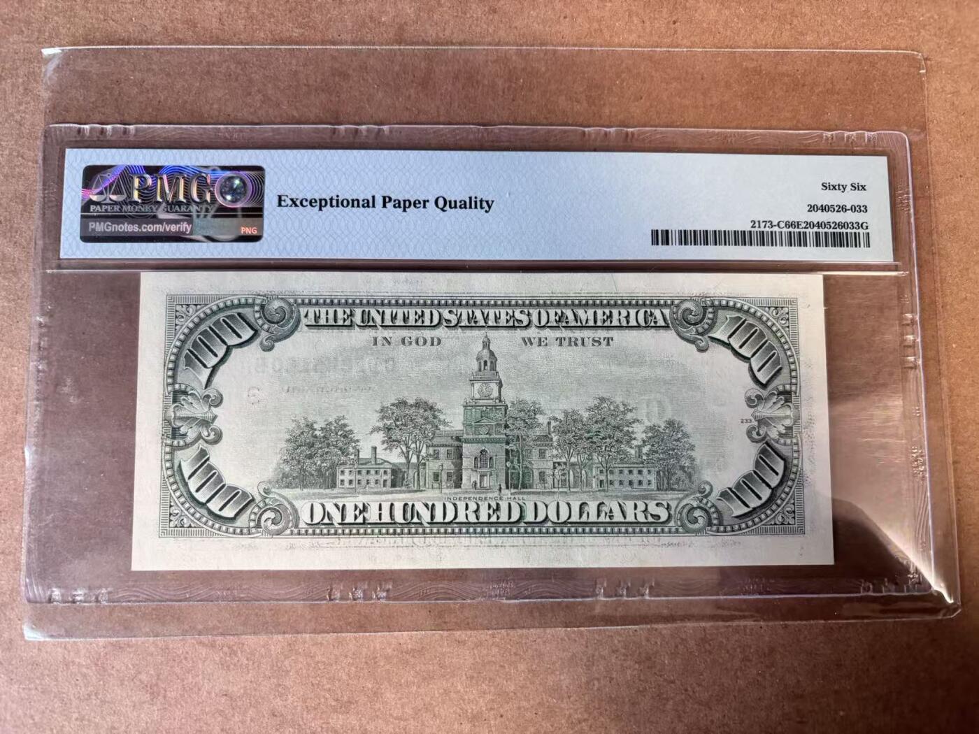 【Blue Auction】世界纸币精拍第749期——18级TOP拍卖/信誉/品质/专业/高效💫 美国 1990年100美金 PMG66EPQ