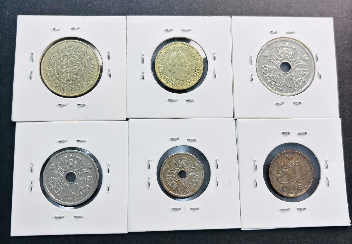 文馨钱币收藏第 281 场，【 长期接收代拍品】银元，银币，套币，纸币专场（本场截拍后休息三天，19 号发货） 丹麦 50 欧尔--20 克朗 6 枚套