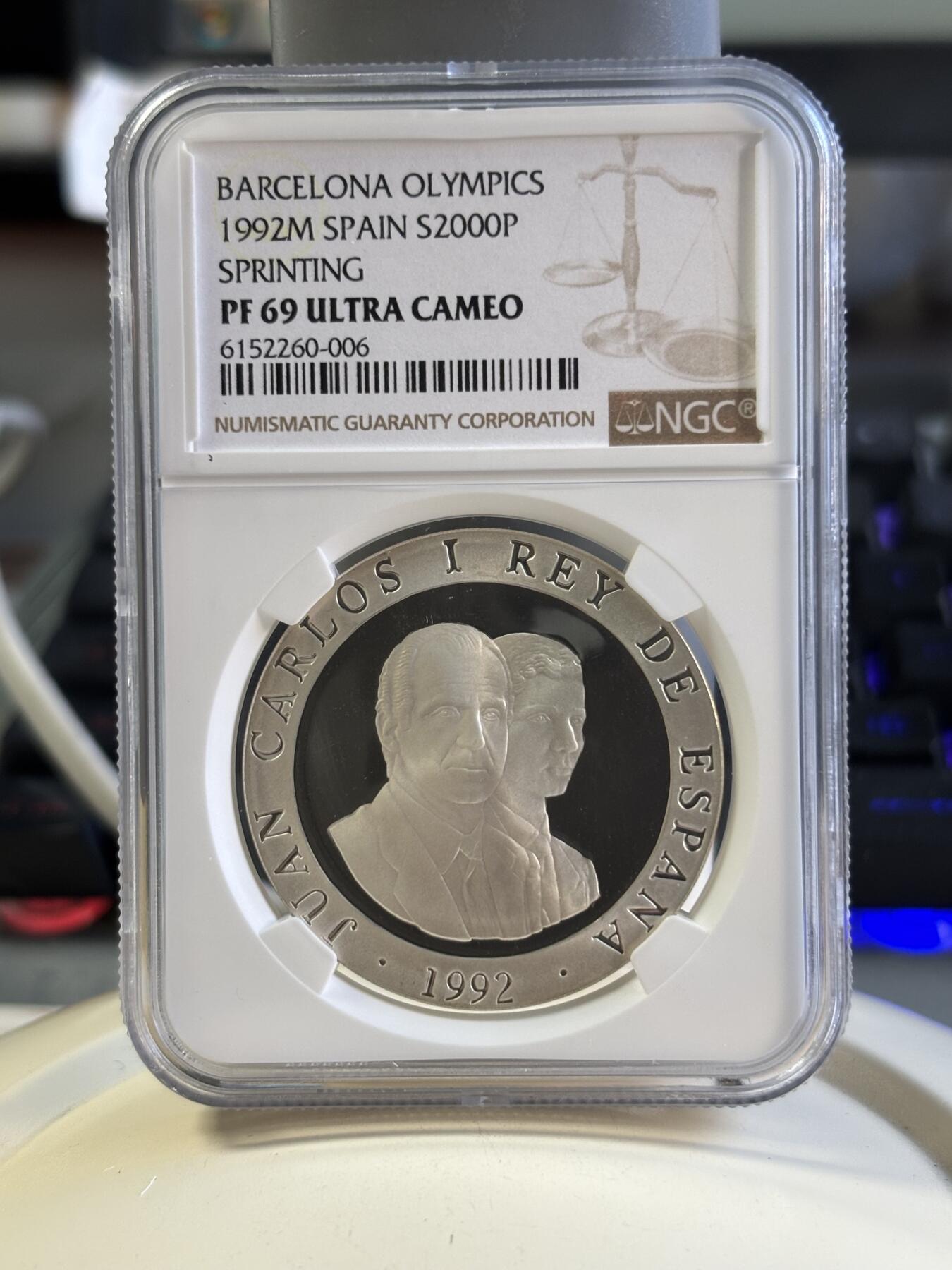 第181期拍卖 获奖币西班牙1992年巴塞罗那奥运会-赛跑纪念银币NGC-PF69，获年度最佳银币-，925银，27克