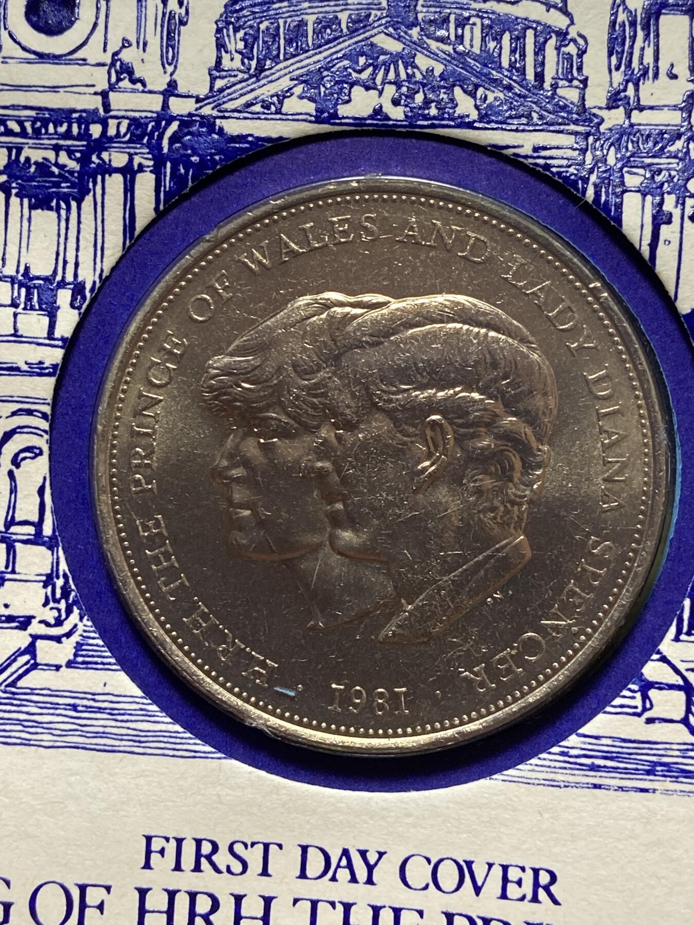 2025年第一百二十八场(总第一百五十四场）外国好品散币、邮币封和邮票场(免佣金) 邮币封–英国🇬🇧1981年25便士纪念币(查尔斯王储和戴安娜王妃大婚纪念封)