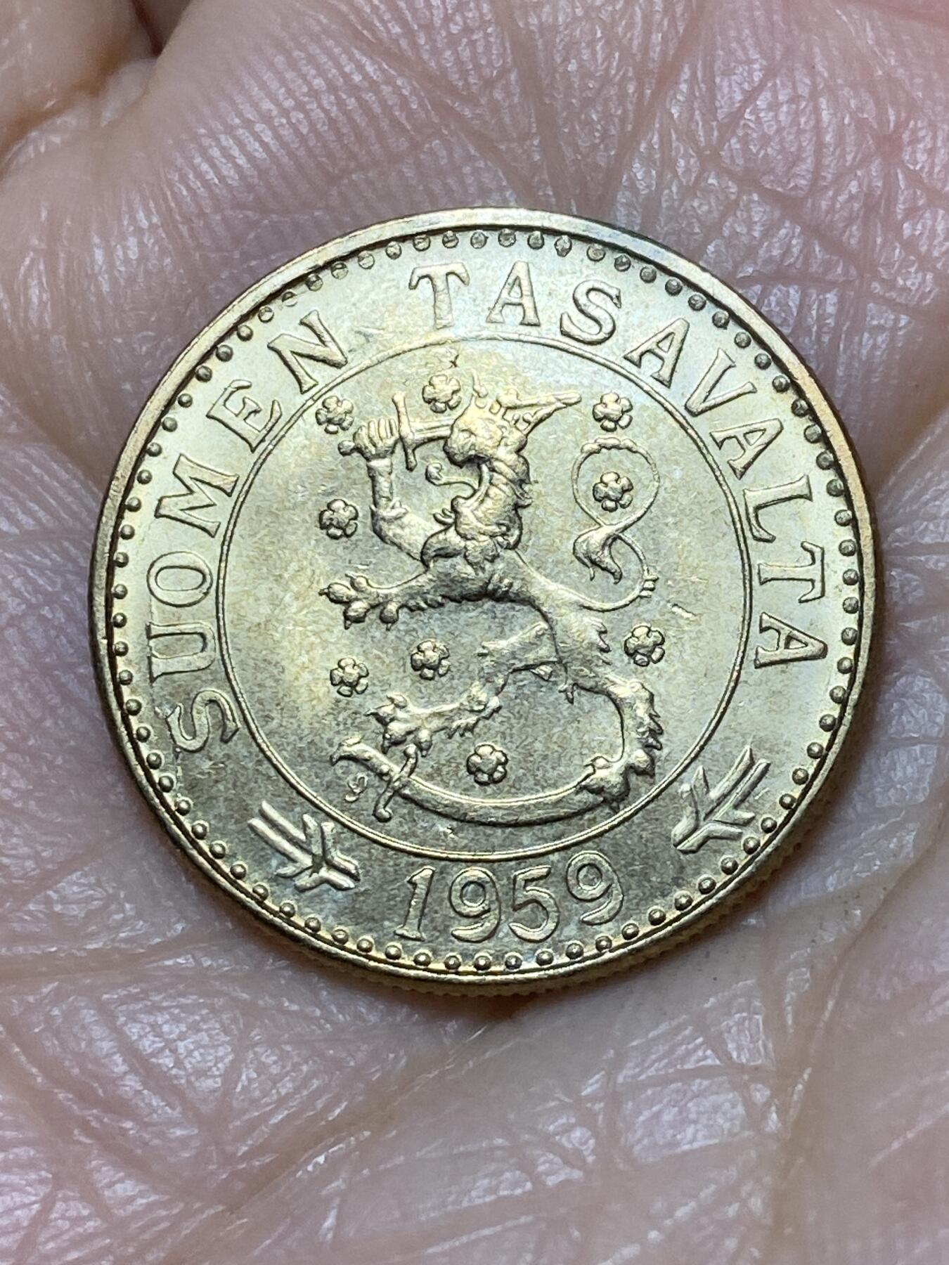 2025年第一百二十八场(总第一百五十四场）外国好品散币、邮币封和邮票场(免佣金) 少见好品–芬兰🇫🇮1959年20马克(S标)