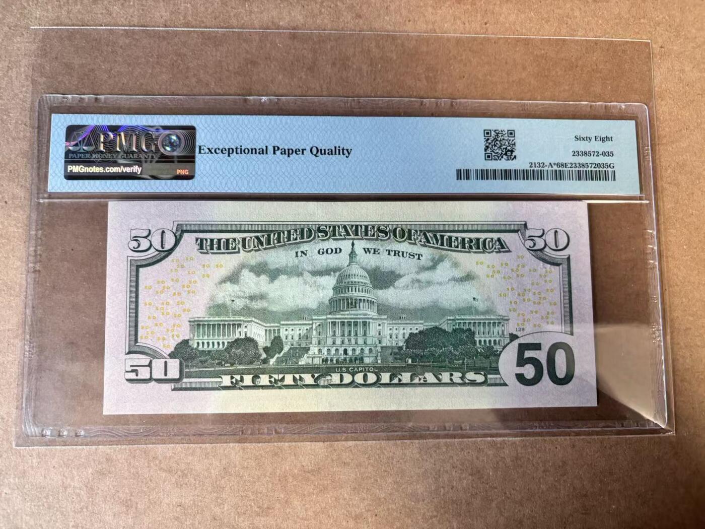 【Blue Auction】世界纸币精拍第749期——18级TOP拍卖/信誉/品质/专业/高效💫 【补号】美国 2013年50美金 PMG68EPQ 高分