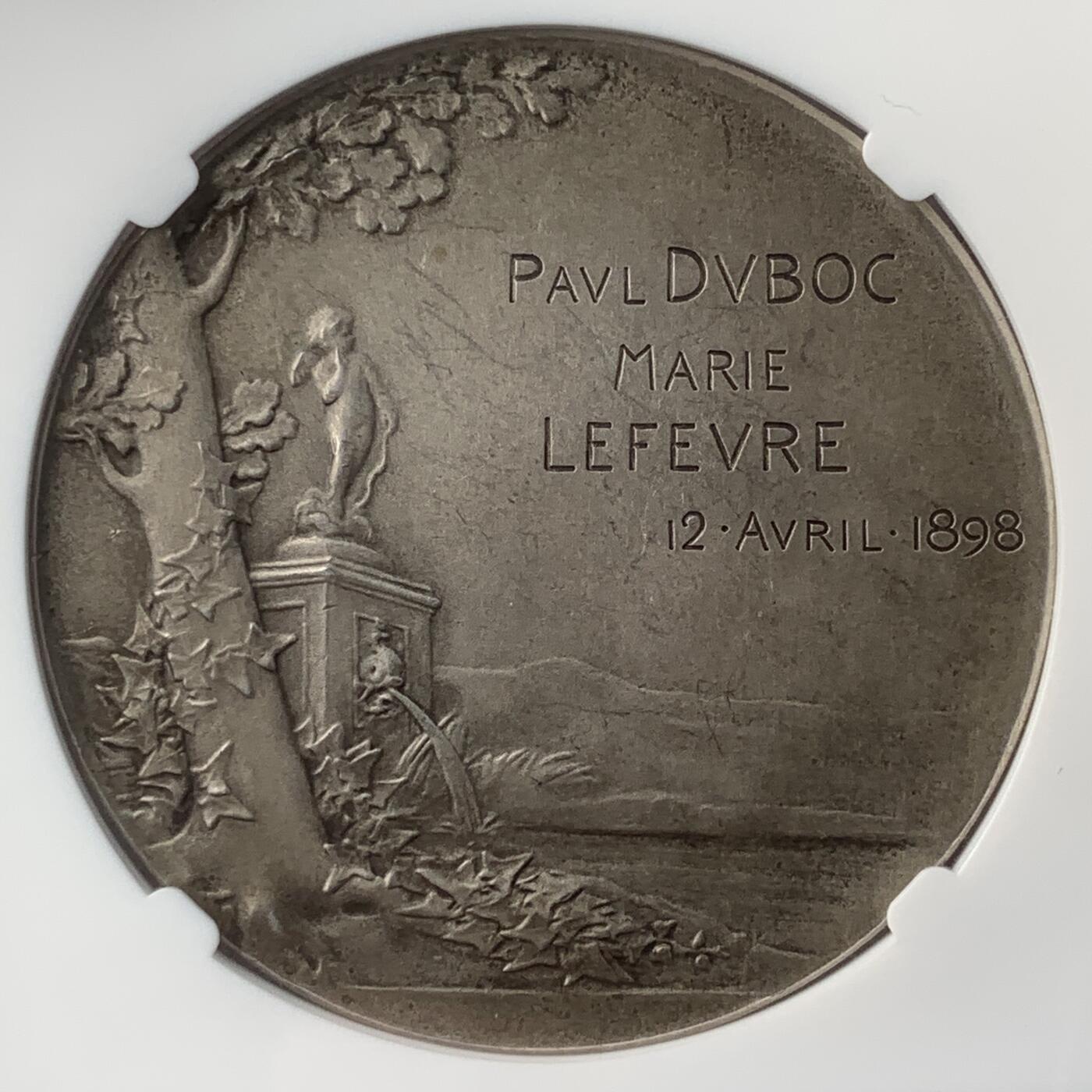 掌中浮雕-藏着的欧洲第041场 NGC MS62 : 1898年结婚银章，大师罗蒂经典作品，41mm