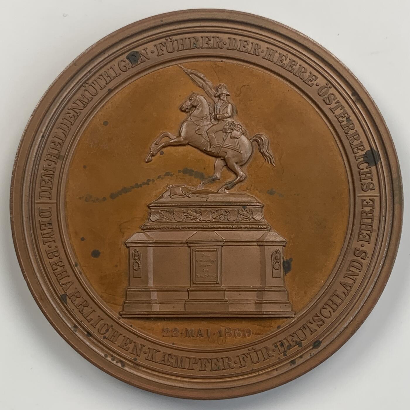掌中浮雕-藏着的欧洲第041场 1860年奥匈帝国卡尔大公纪念碑揭幕铜章，64mm