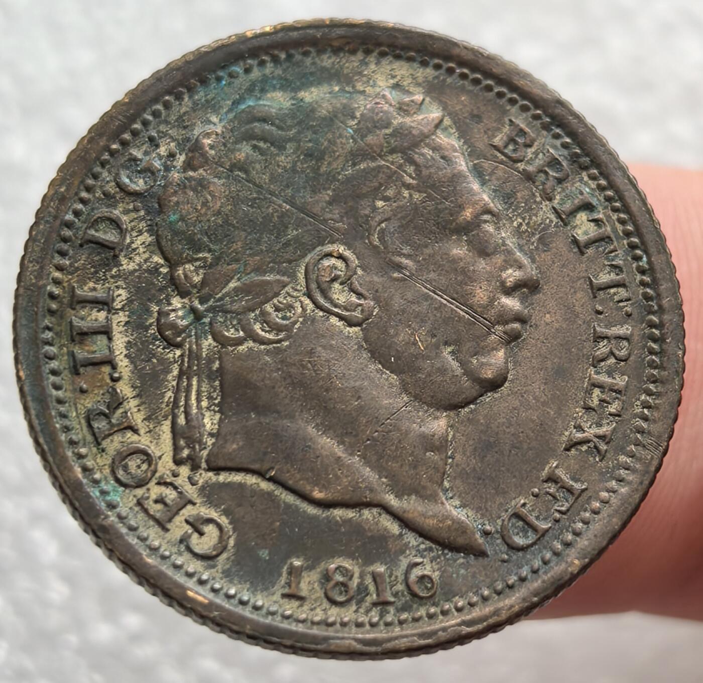 外国优质老铜币银币，周六九点倒数截拍，满百包邮，可寄存半年，喜欢朋友微信扫描二维码可直接参拍 少见铜版英国1816年1先令