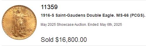 【Blue Auction】世界纸币精拍第749期——18级TOP拍卖/信誉/品质/专业/高效💫  【冠军分仅66+ 仅7枚更高分】美国 1916-S 20美金 重33.44克 行走自由女神双鹰金币 旧金山造币厂 光度感人 细节清晰 底板丝滑 PCGS MS66 收藏级高分（66+拍了10.8万美金 多半分溢价太多 此枚性价比高很多）