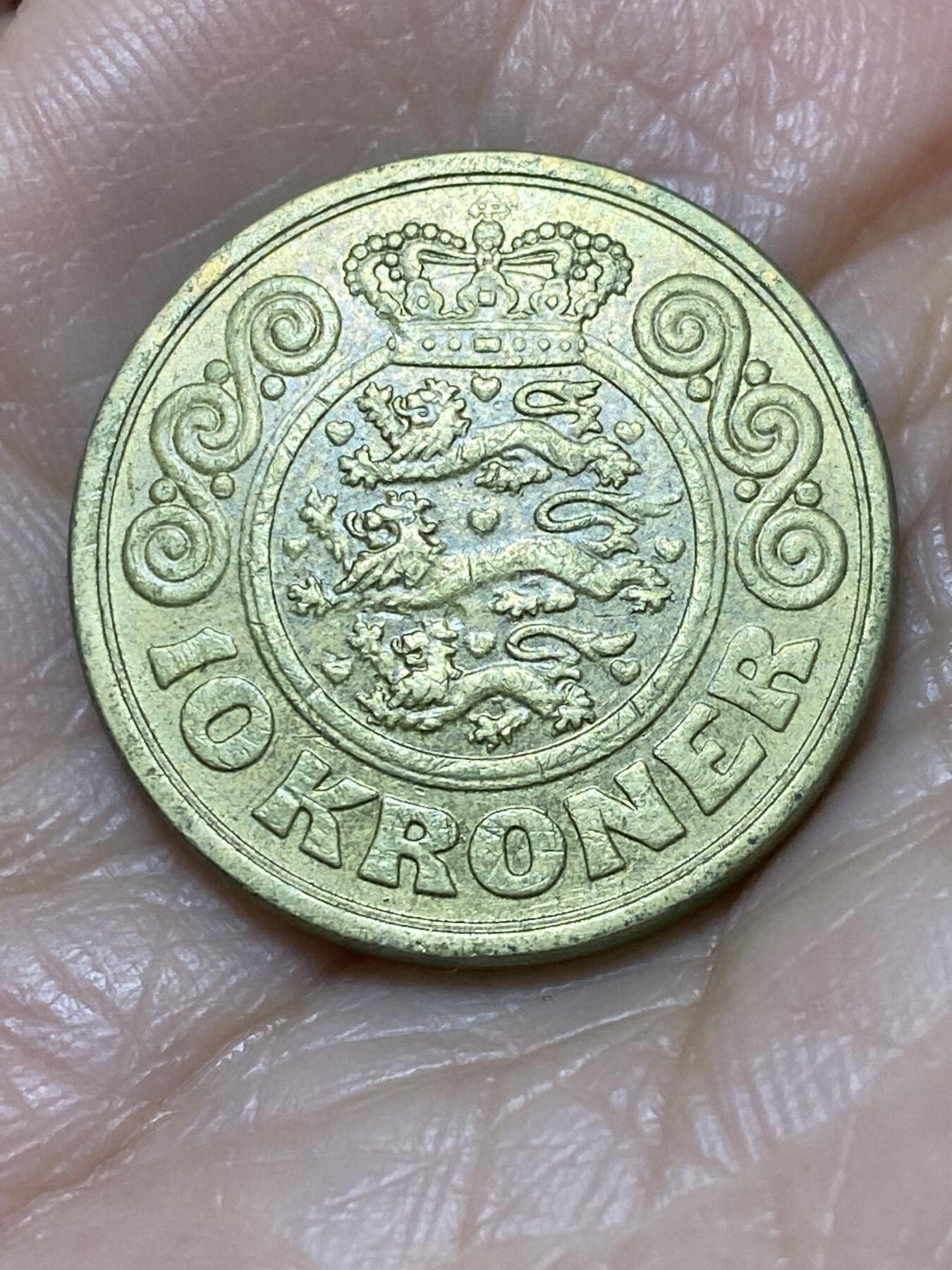 2025年第一百二十八场(总第一百五十四场）外国好品散币、邮币封和邮票场(免佣金) 丹麦🇩🇰1989单年份10克朗(玛格丽特二世第一版，NR; JP; A版)