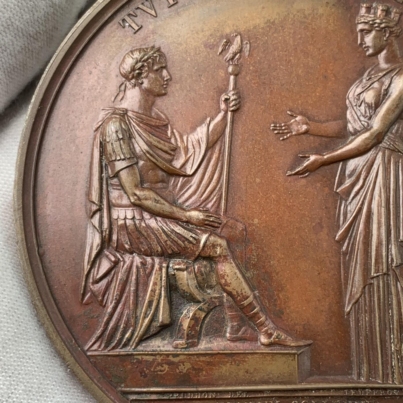 掌中浮雕-藏着的欧洲第041场 1804年拿破仑一世皇帝加冕大铜章 ，68mm，光边无边铭