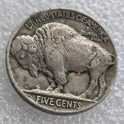 外国优质老铜币银币，周六九点倒数截拍，满百包邮，可寄存半年，喜欢朋友微信扫描二维码可直接参拍 - 牦牛牛角清楚，极美品美国1919年5分