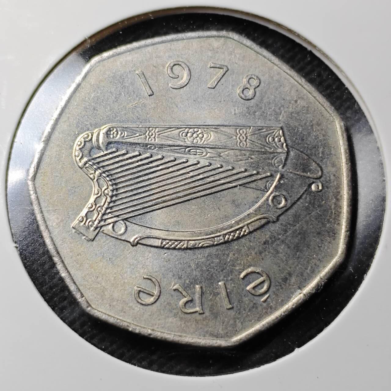 KK钱币收藏小铺  第368场  2月预留时间 周末发货  1978爱尔兰50便士 好品