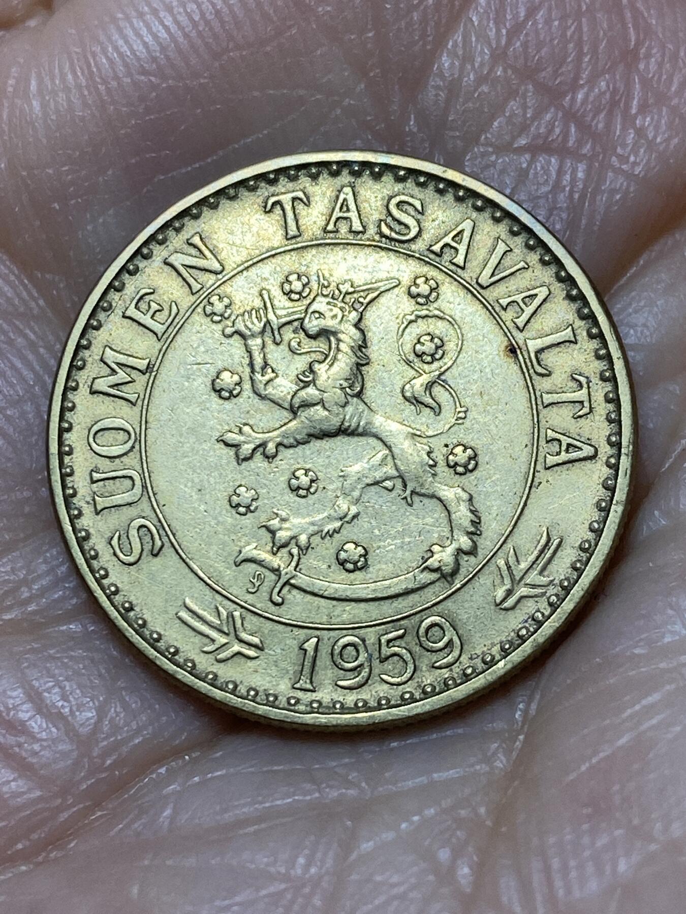 2025年第一百二十八场(总第一百五十四场）外国好品散币、邮币封和邮票场(免佣金) 少见–芬兰🇫🇮1959年20马克(S标)