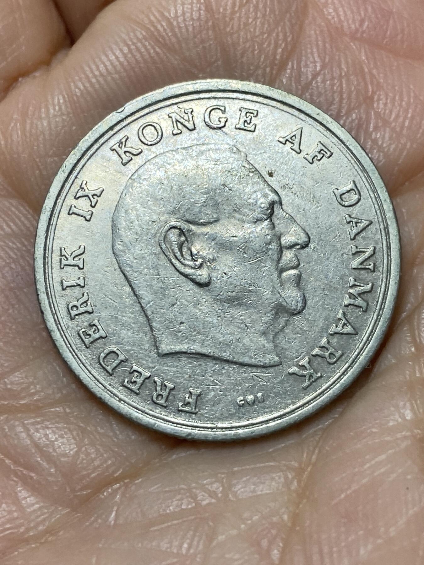 2025年第一百二十八场(总第一百五十四场）外国好品散币、邮币封和邮票场(免佣金) 丹麦🇩🇰1970年1克朗(弗雷德里克九世第三版，C; S版)