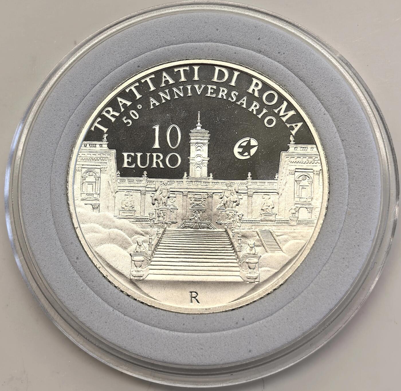博洋堂世界钱币拍卖第146期（全场包邮） 2007年意大利10欧元精制银币 欧洲之星-罗马条约50周年 22克 925银 发行量：约2万