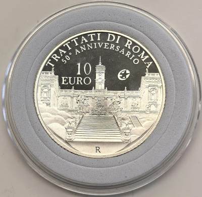博洋堂世界钱币拍卖第146期（全场包邮） - 2007年意大利10欧元精制银币 欧洲之星-罗马条约50周年 22克 925银 发行量：约2万