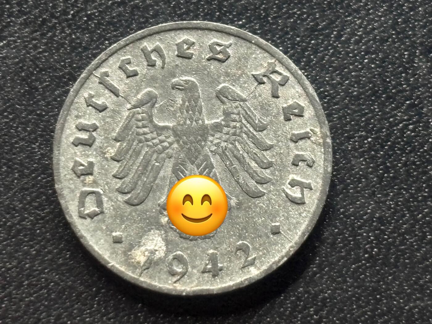 邮泉阁限时拍卖第三十五场补 德国硬币（第三帝国）专场（硬币在国外。请付邮费6元。） 德国第三帝国1942年1芬尼D版