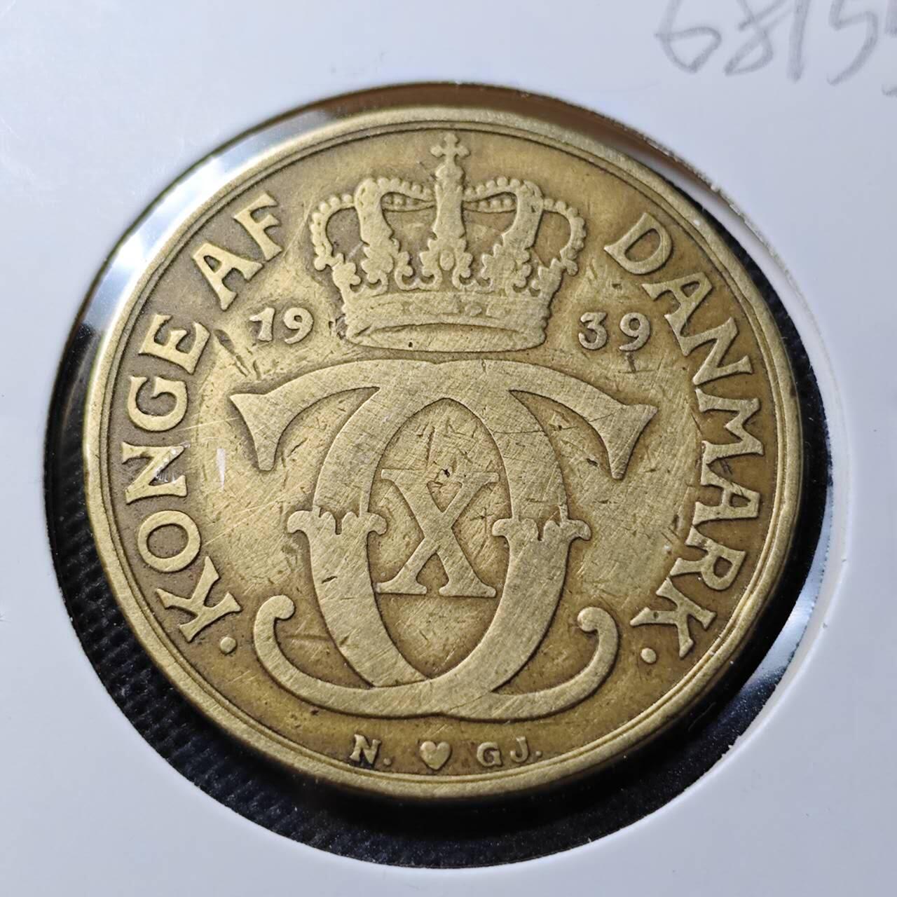 KK钱币收藏小铺  第368场  2月预留时间 周末发货  1939丹麦2克朗